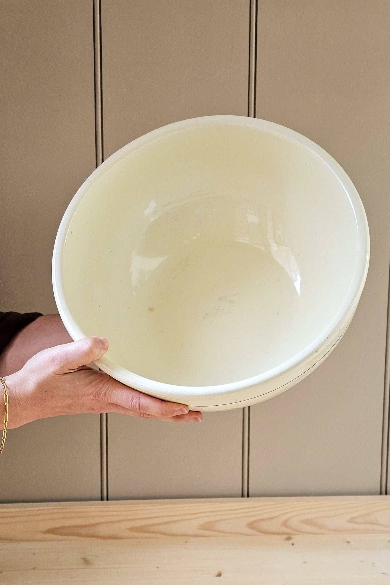 Vintage French Mixing Bowl | Blue Stripe