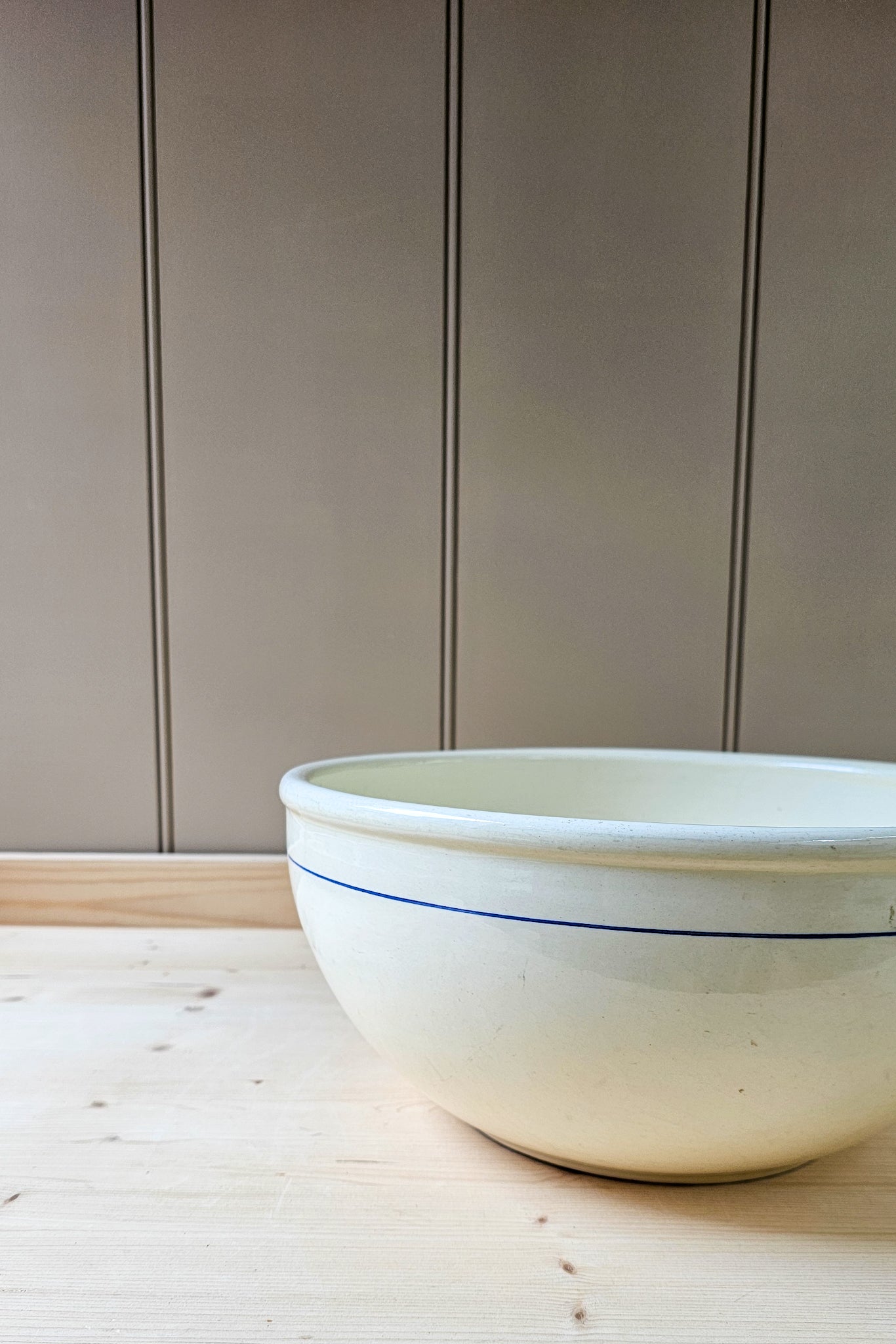 Vintage French Mixing Bowl | Blue Stripe