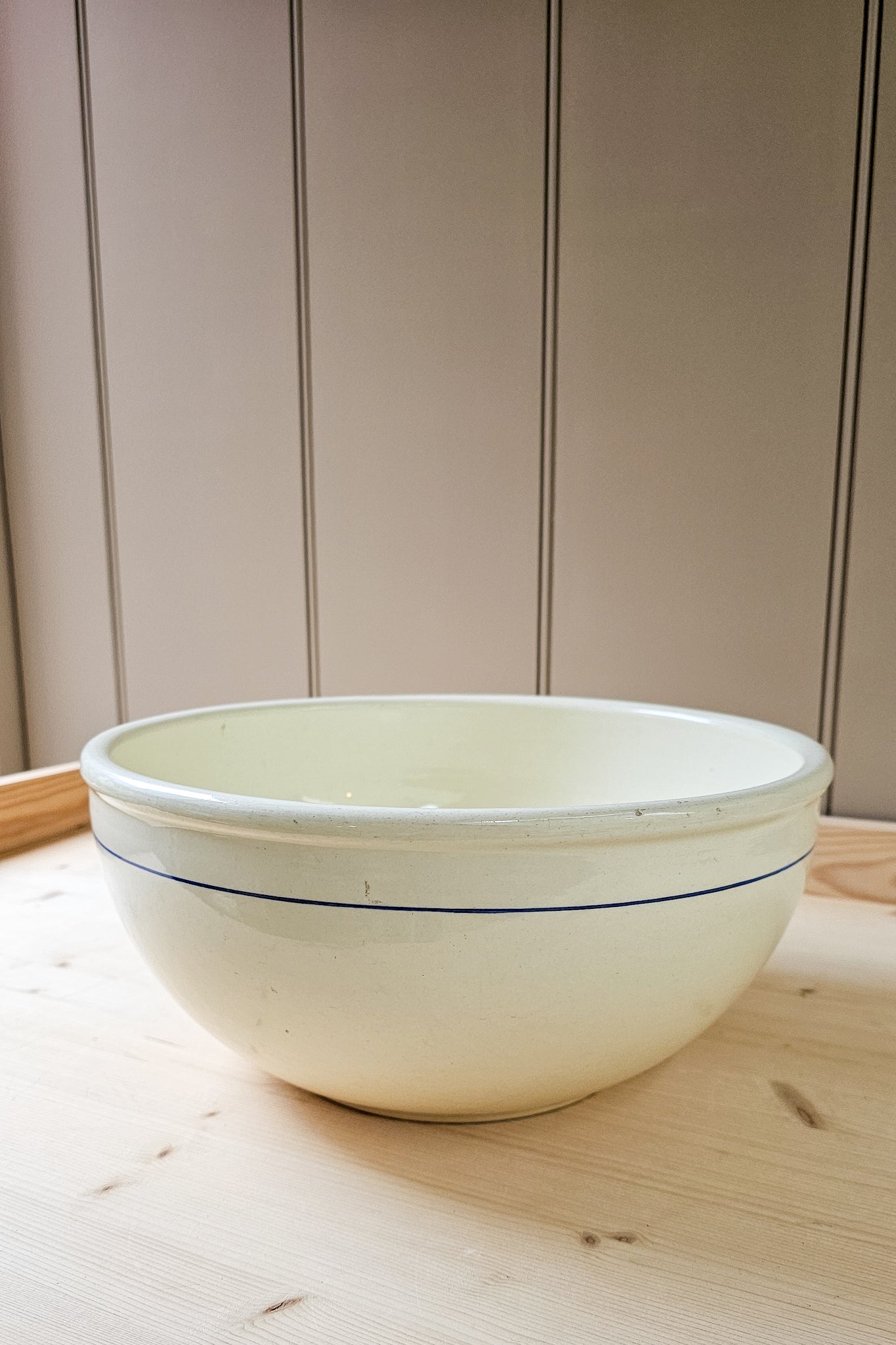 Vintage French Mixing Bowl | Blue Stripe