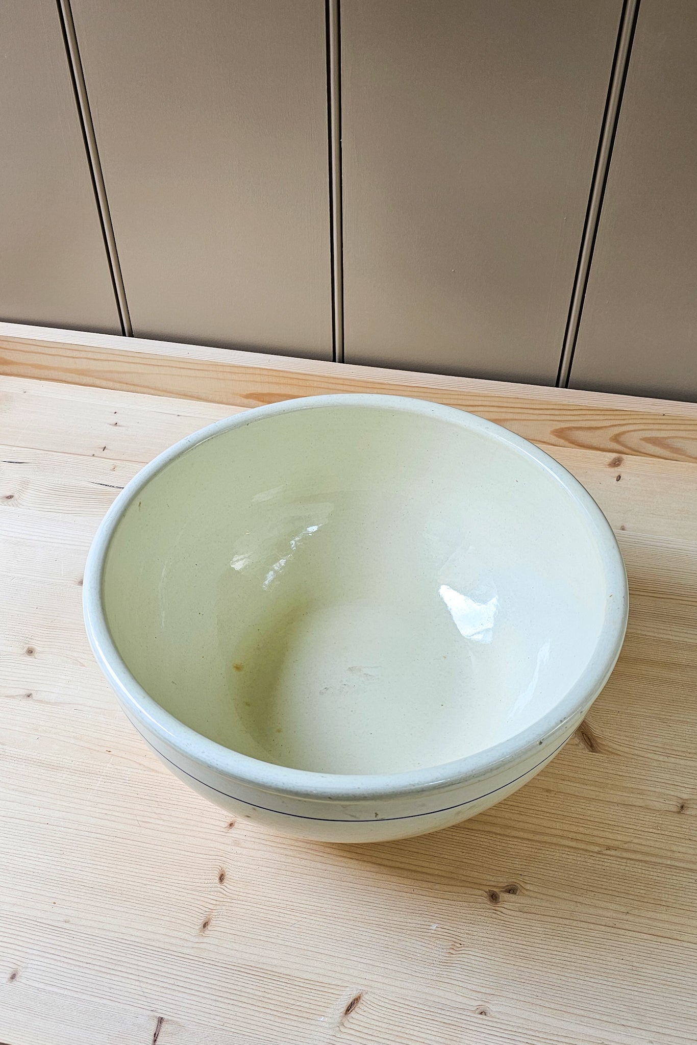 Vintage French Mixing Bowl | Blue Stripe