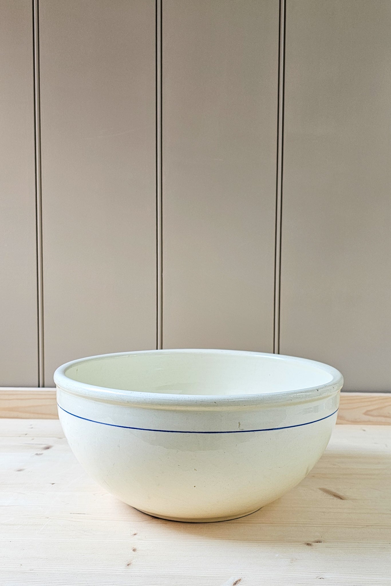 Vintage French Mixing Bowl | Blue Stripe