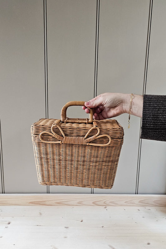 Vintage Structured Wicker Basket Bag