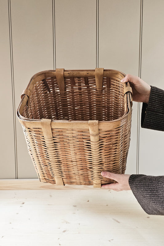 Vintage Bamboo & Rattan Storage Basket