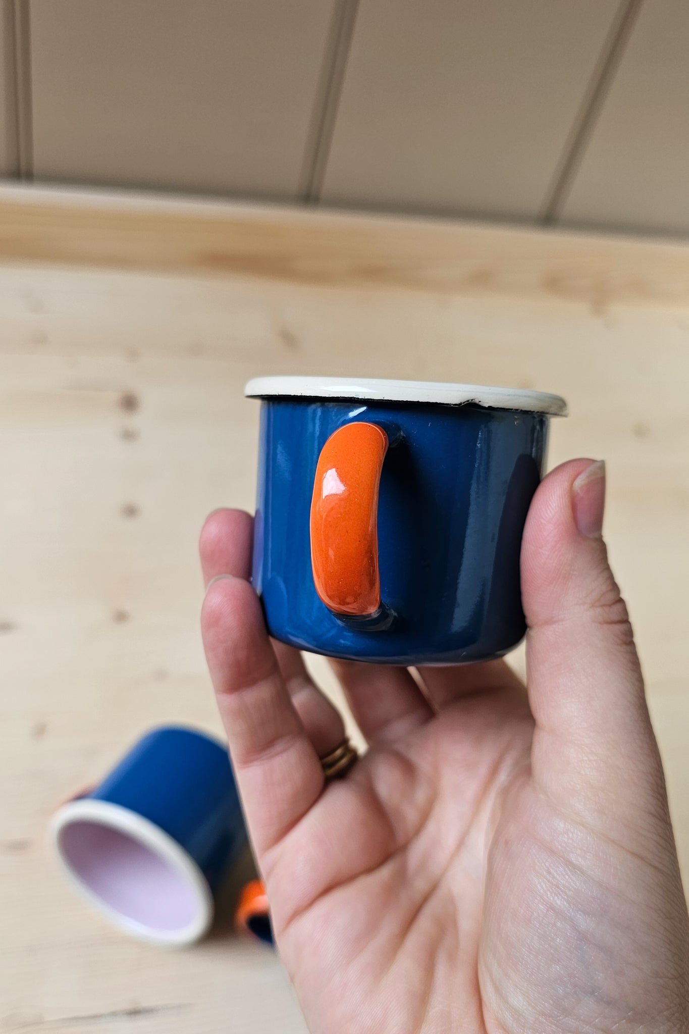Colour Block Vintage Enamel Cups | Various
