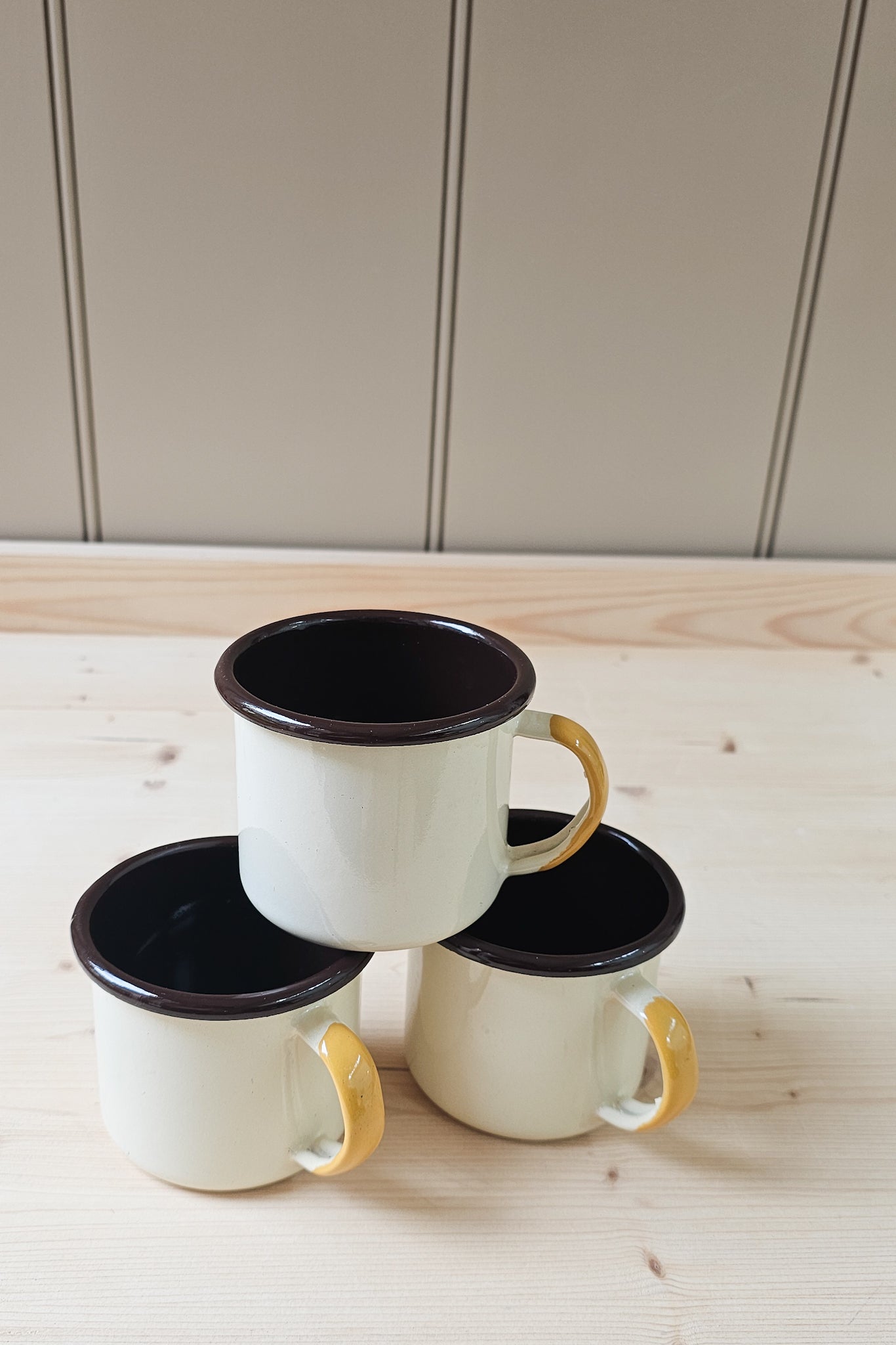 Colour Block Vintage Enamel Cups | Various