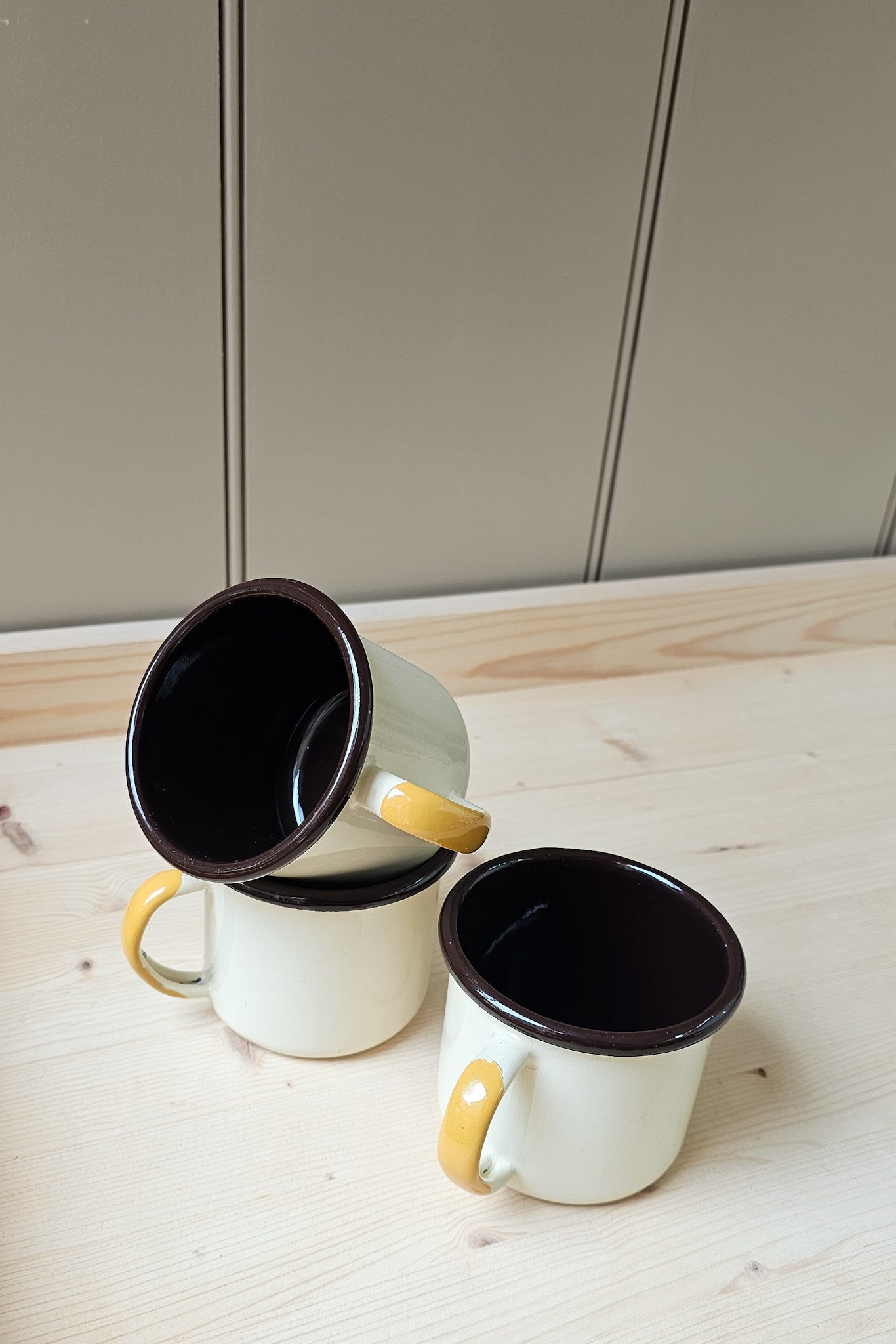 Colour Block Vintage Enamel Cups | Various