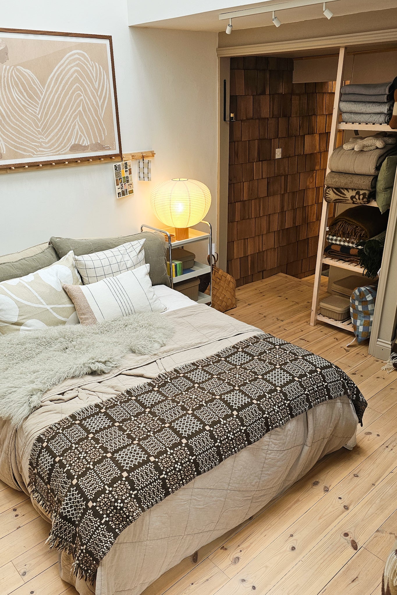 Vintage Welsh Wool Bed Runner | Dark Green