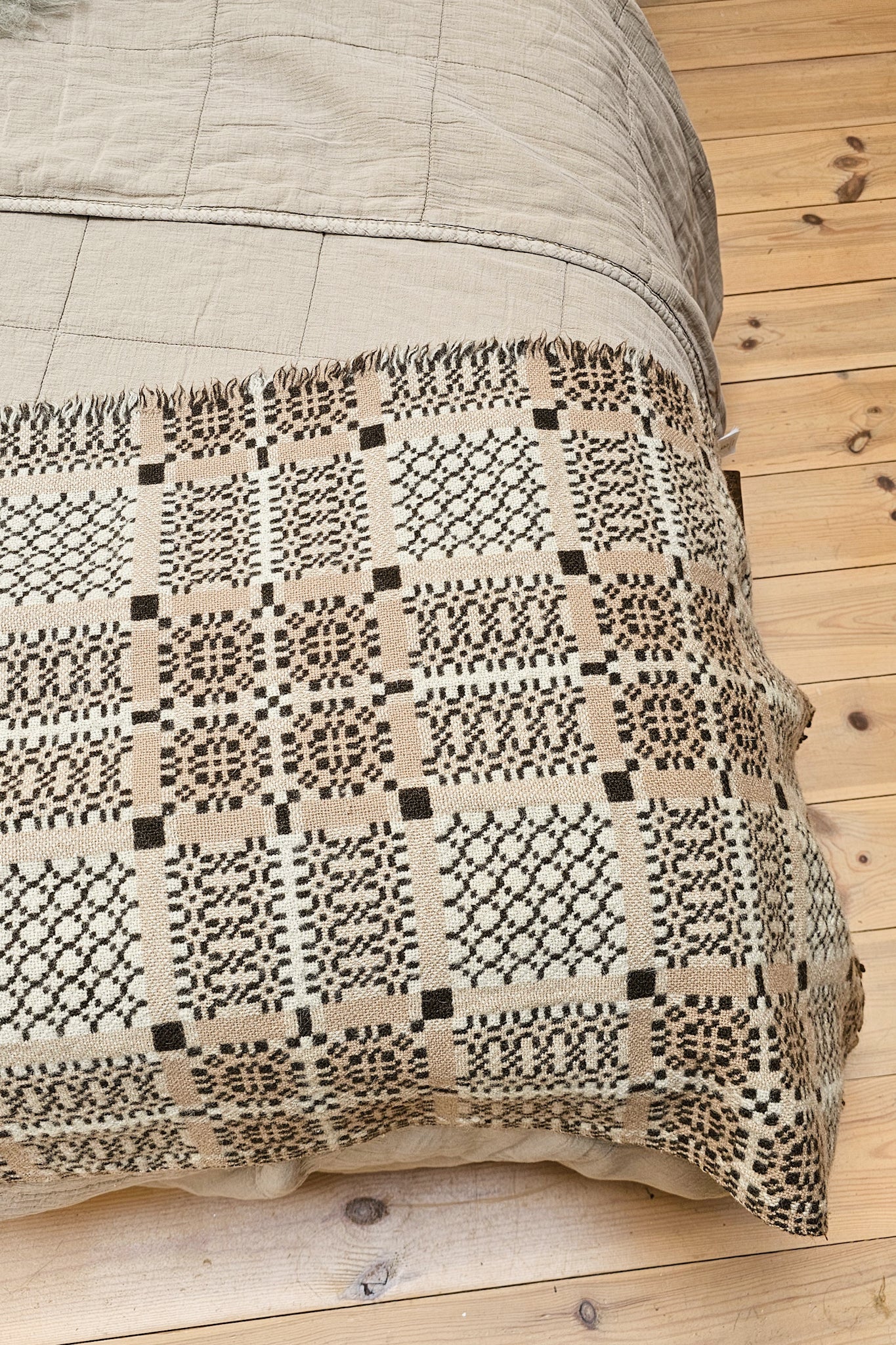 Vintage Welsh Wool Bed Runner | Dark Green