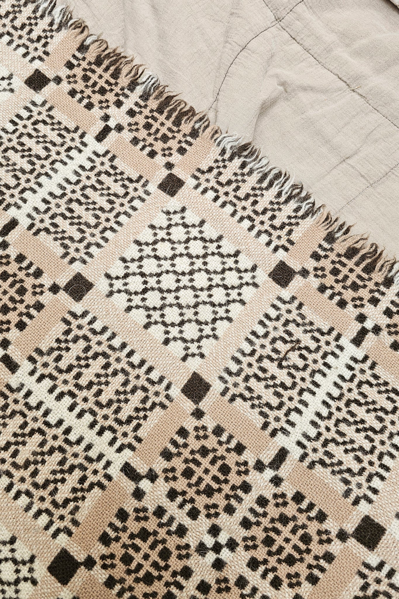 Vintage Welsh Wool Bed Runner | Dark Green