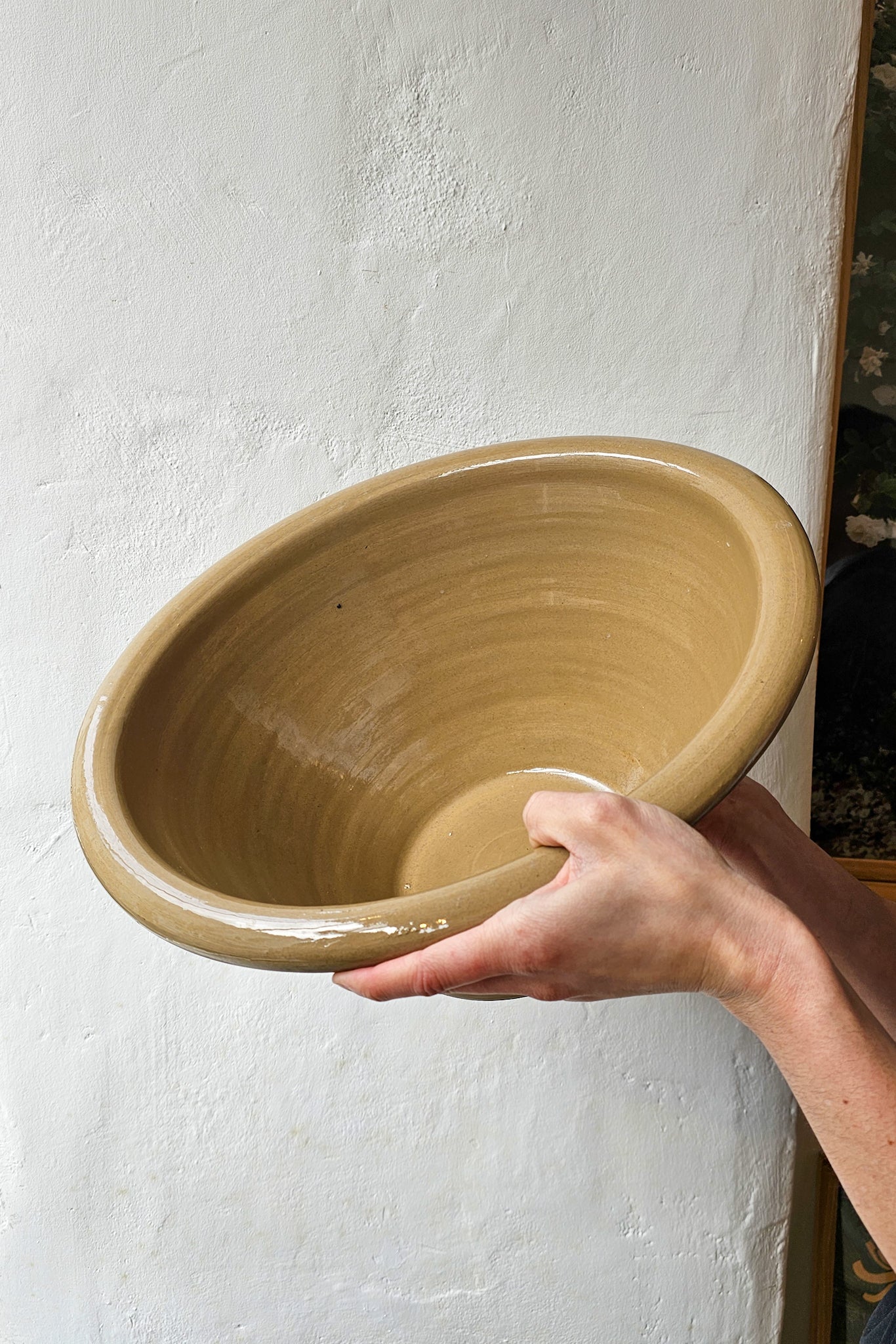 Vintage French Stoneware Dairy Bowl | Large
