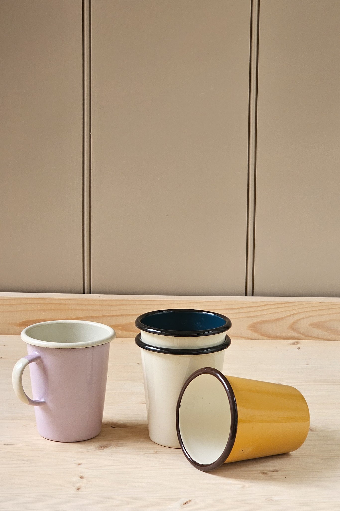 Colour Block Vintage Enamel Cups | Various