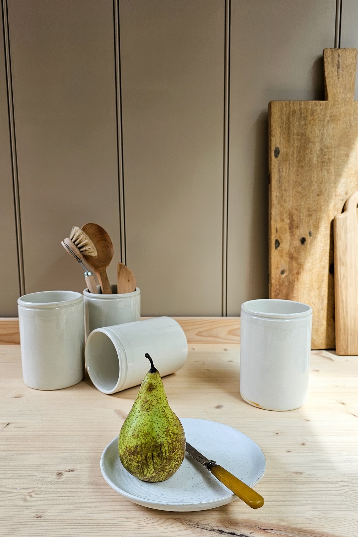 Vintage White Stoneware Preserve Jar