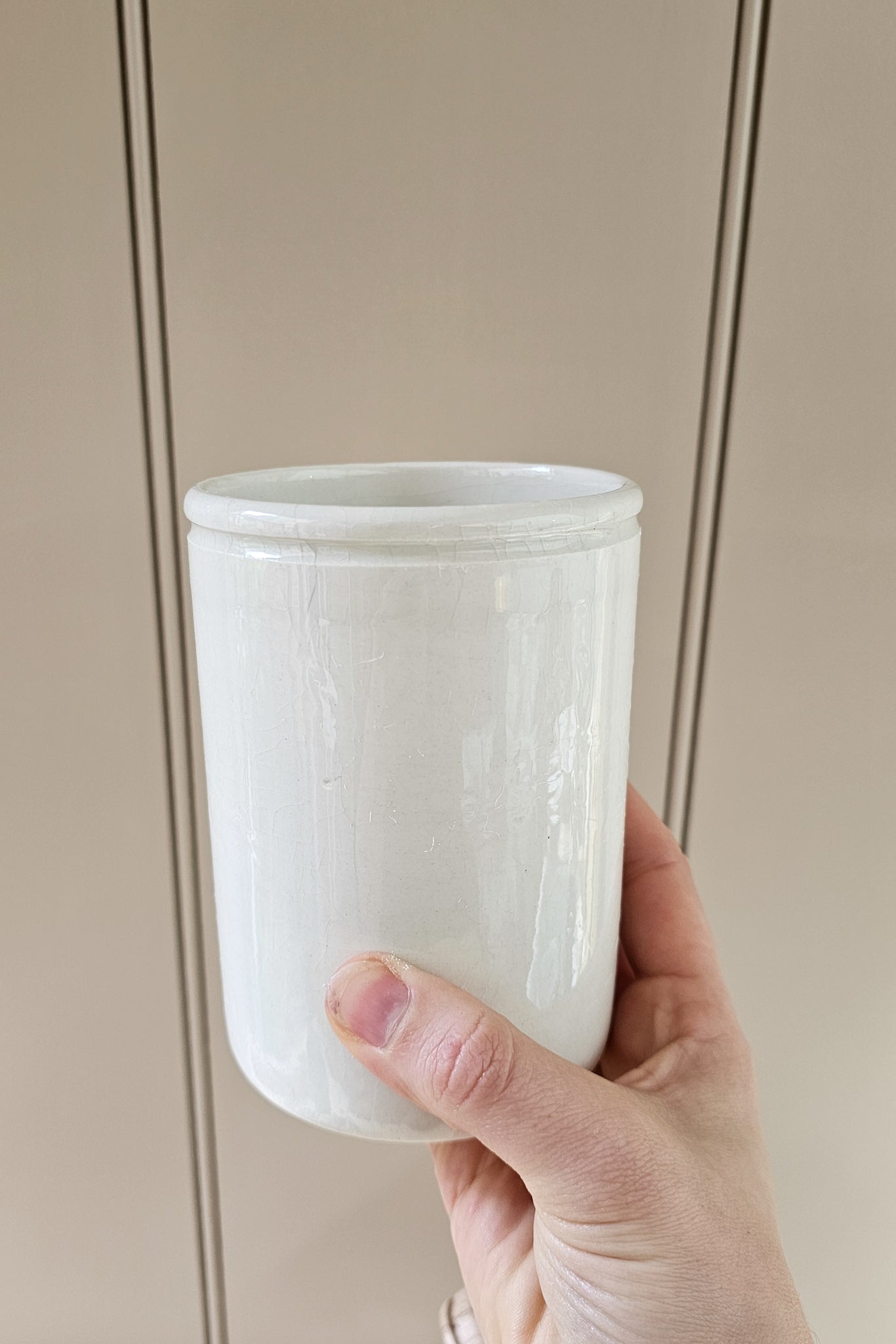 Vintage White Stoneware Preserve Jar
