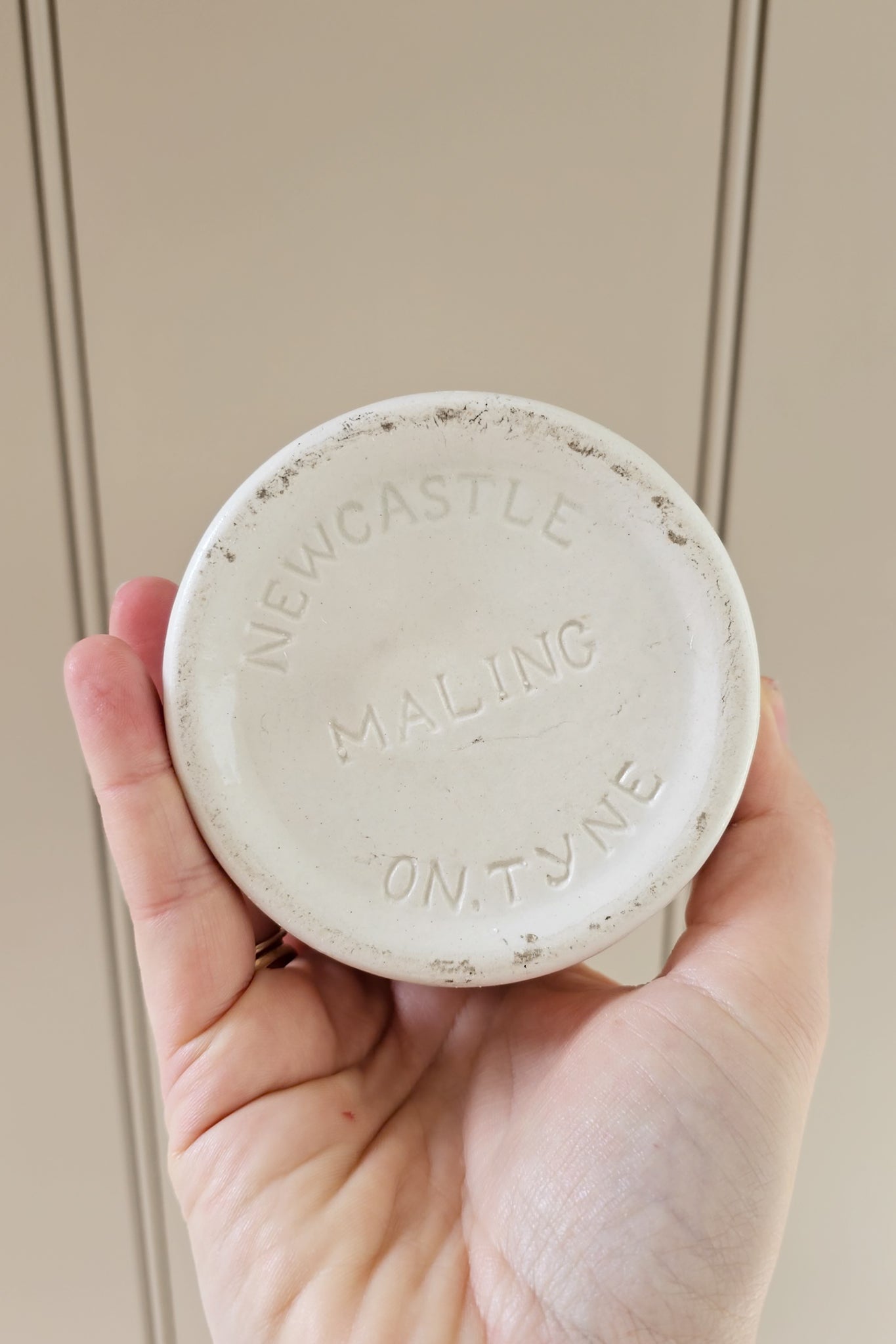 Vintage White Stoneware Preserve Jar