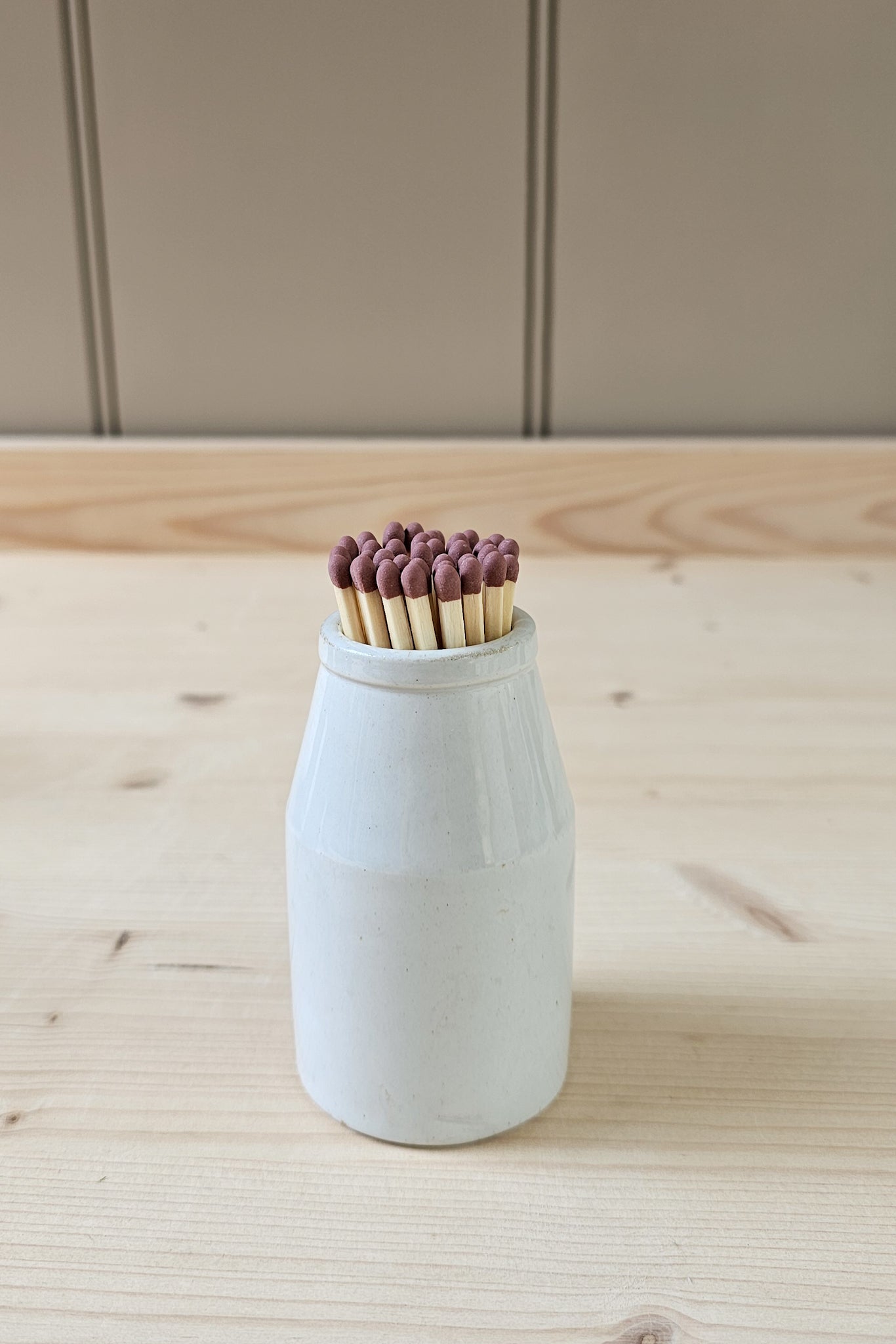 Vintage Stoneware Match Pot + Strike | Various White