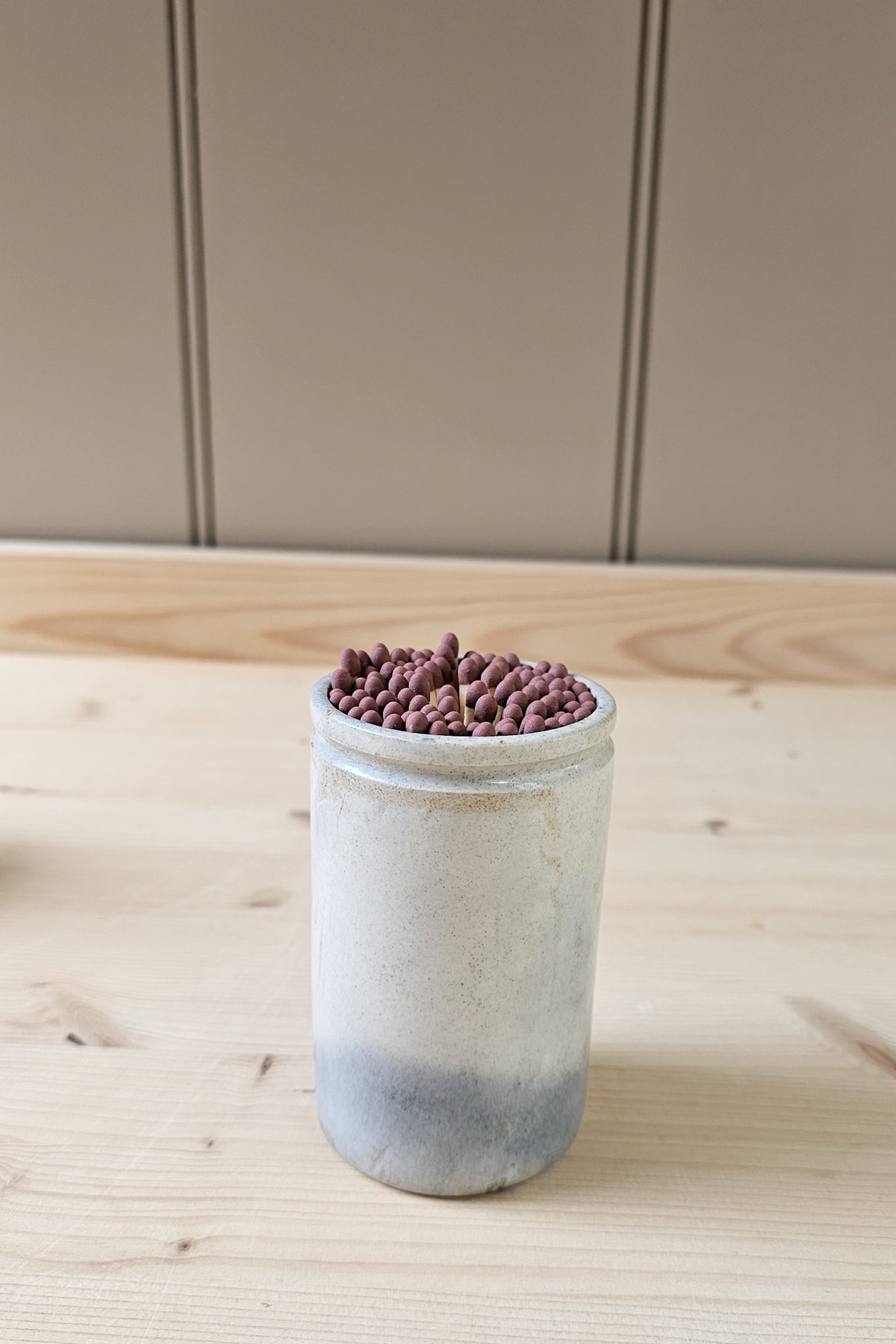 Vintage Stoneware Match Pot + Strike | Various White