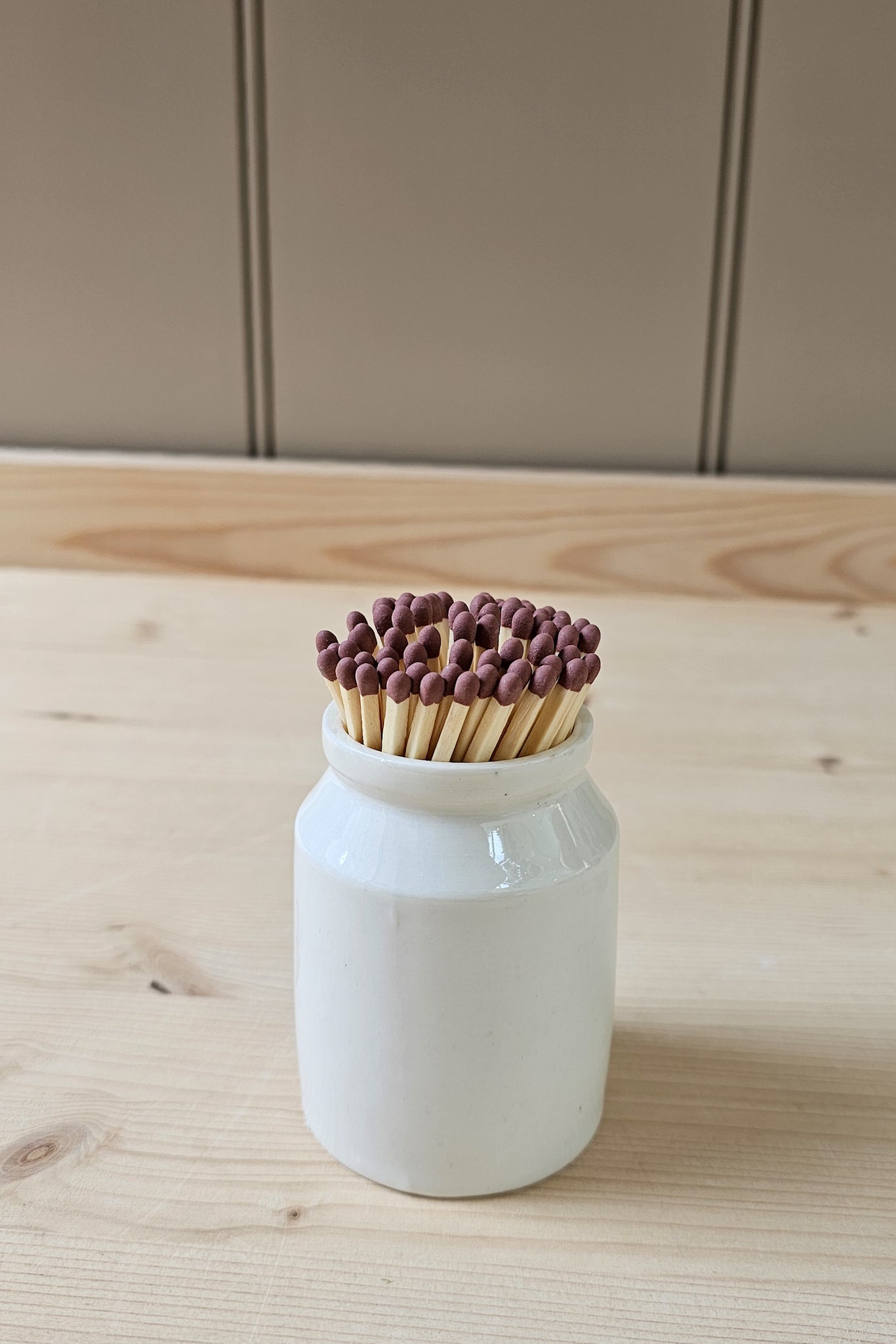 Vintage Stoneware Match Pot + Strike | Various White