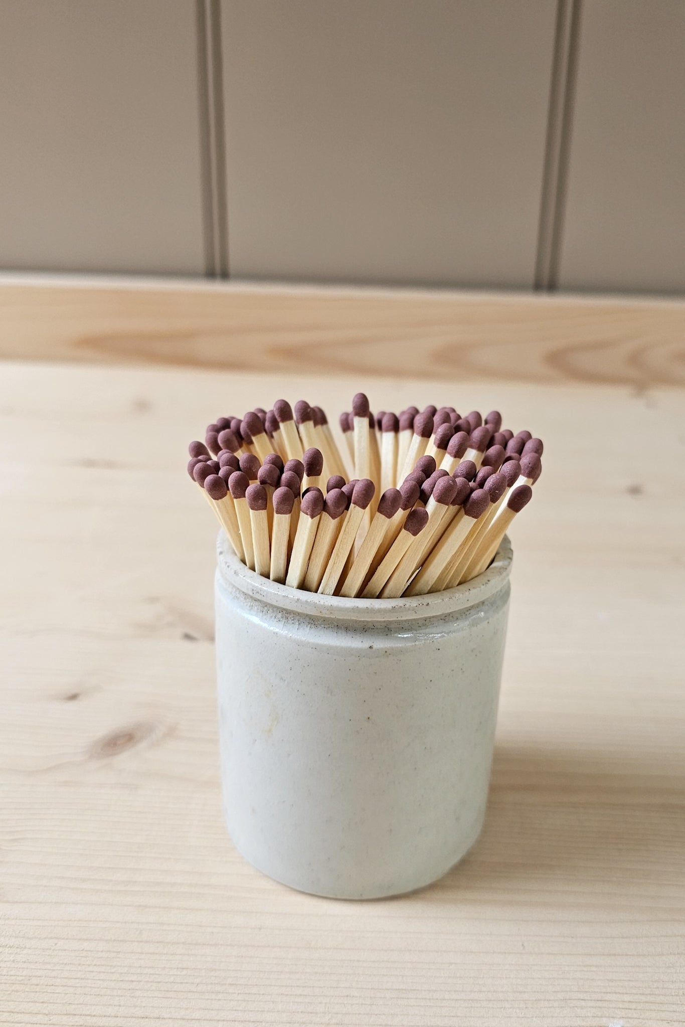 Vintage Stoneware Match Pot + Strike | Various White