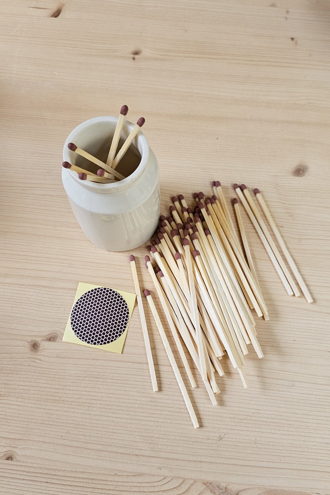 Vintage Stoneware Match Pot + Strike | Various White