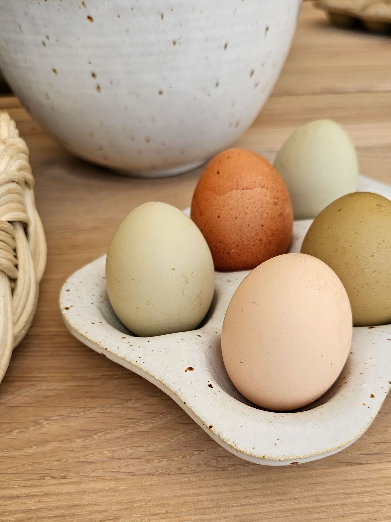 Egg Tray | White Speckle Stoneware
