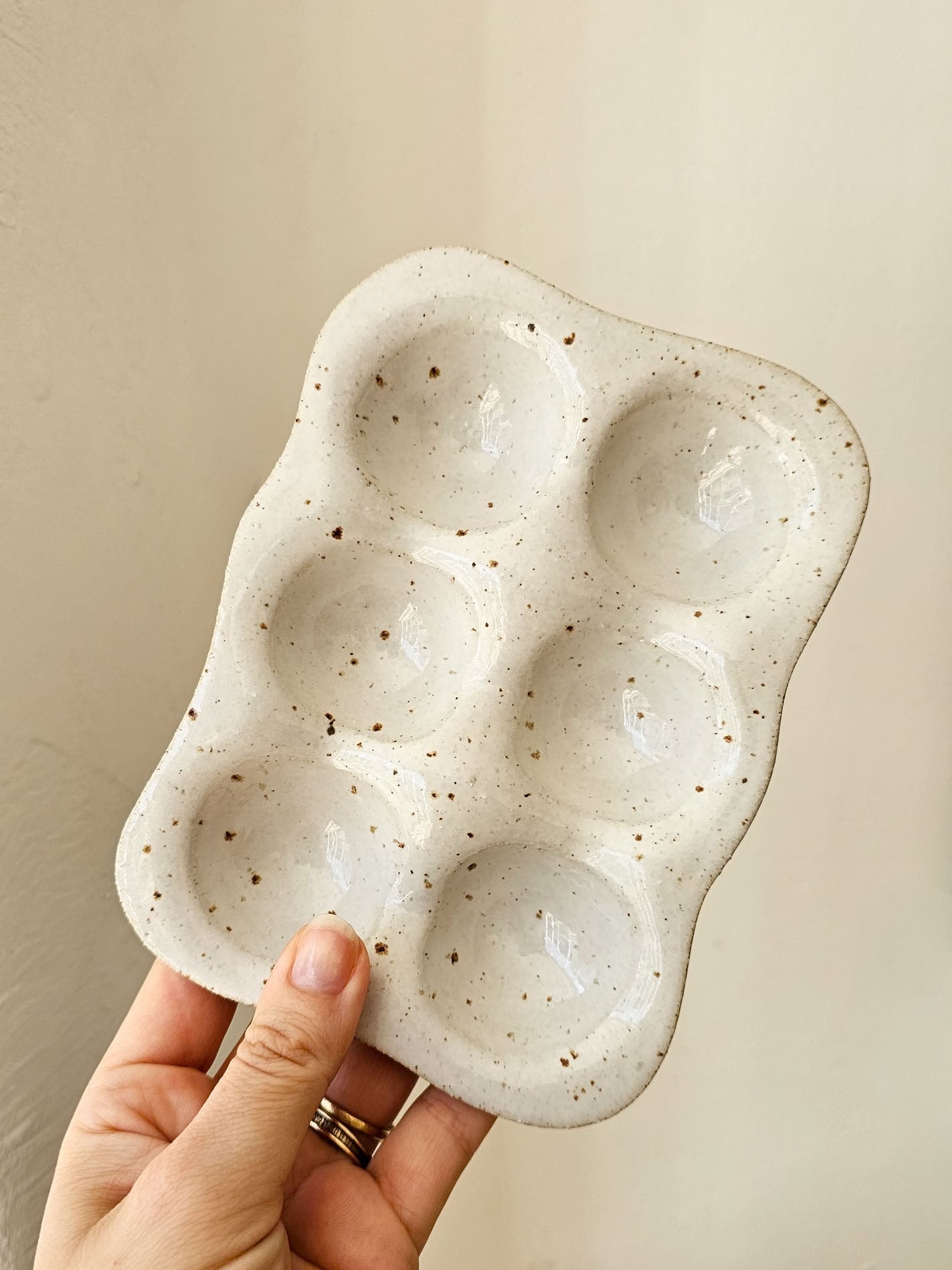Egg Tray | White Speckle Stoneware