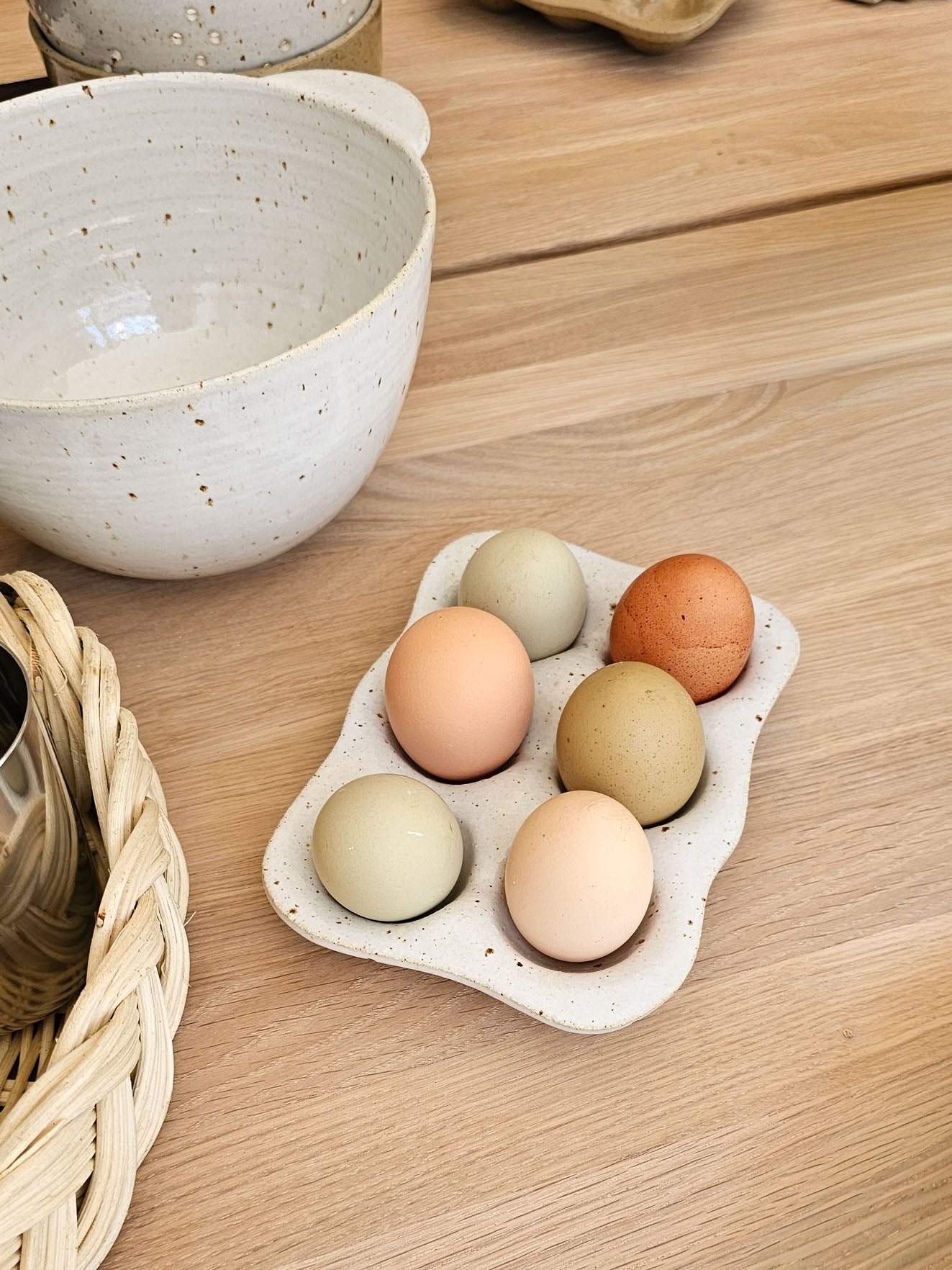 Egg Tray | White Speckle Stoneware