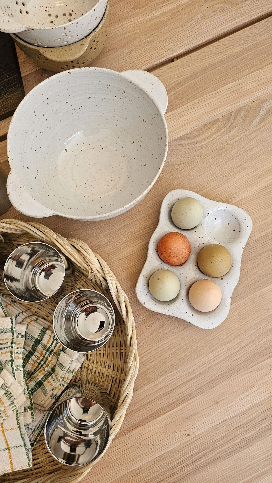 Egg Tray | White Speckle Stoneware