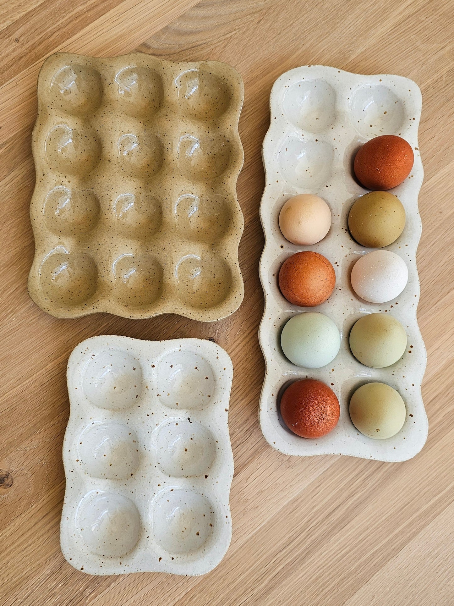Egg Tray | White Speckle Stoneware