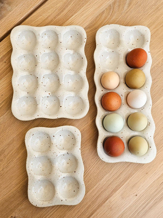 Egg Tray | White Speckle Stoneware