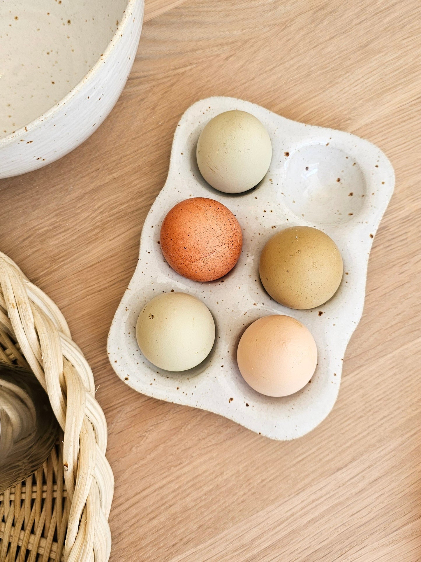 Egg Tray | White Speckle Stoneware