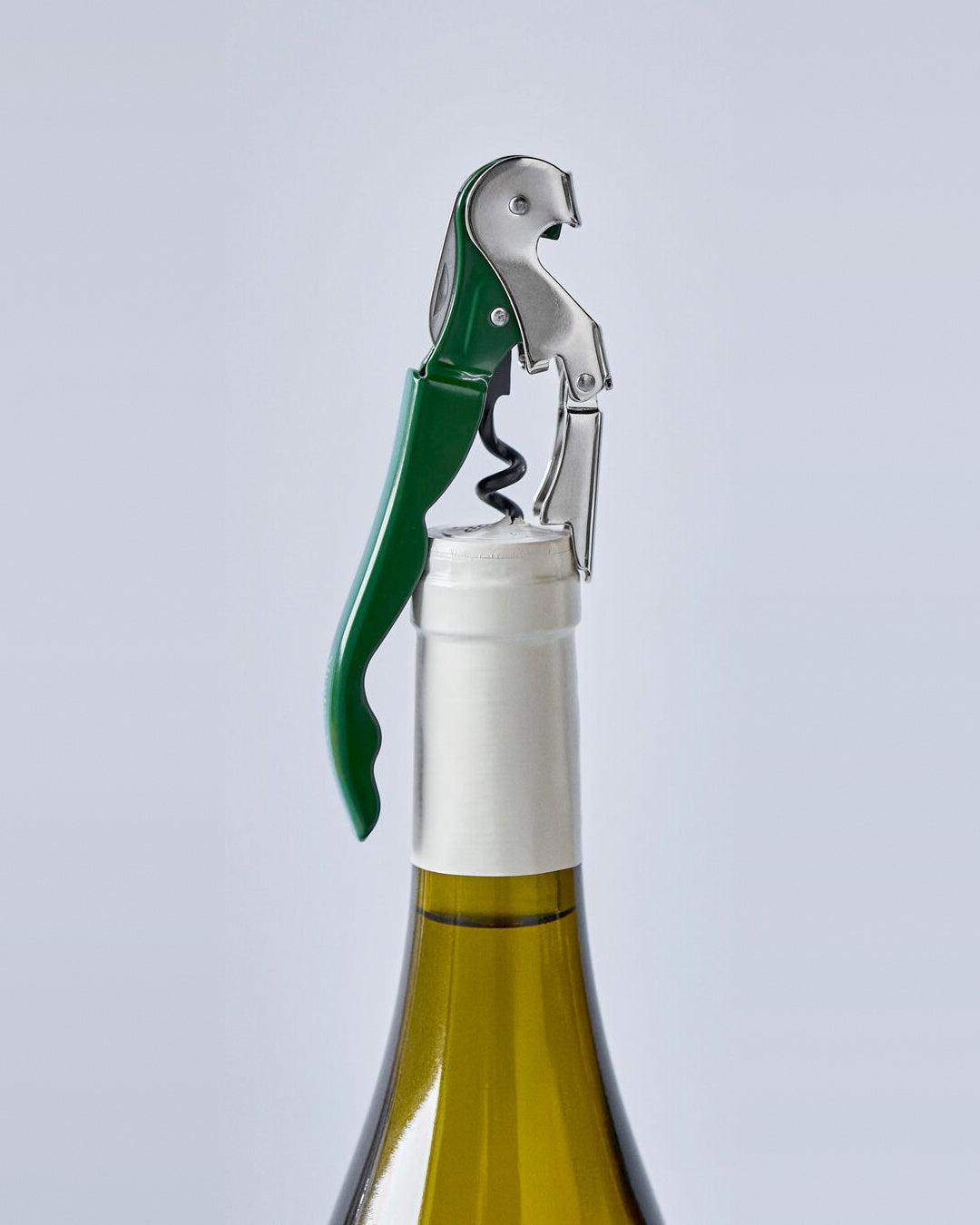 Green Nicolas Vahé waiter's friend bottle opener on a wine bottle