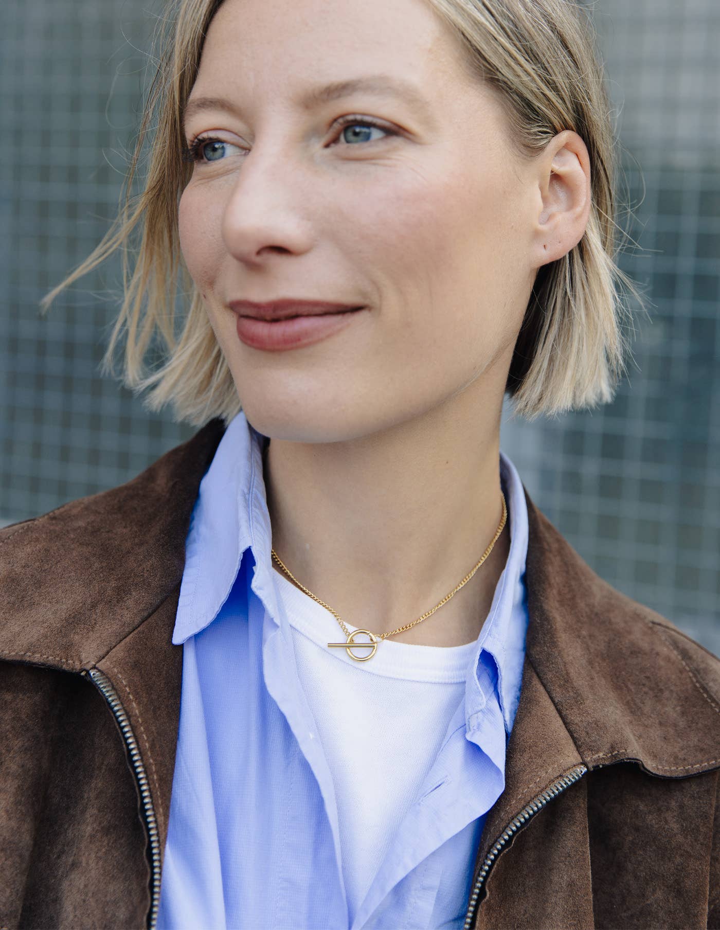 Gold Herringbone Toggle Chain Necklace | Tarnish-free