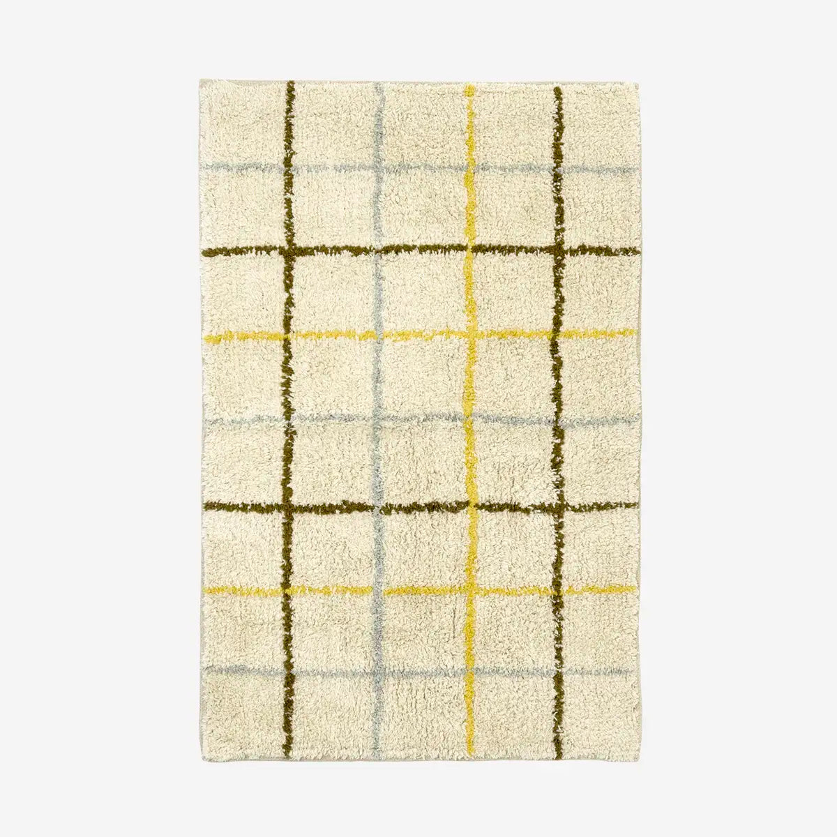 Checked Bath Mat | White/Yellow/Brown