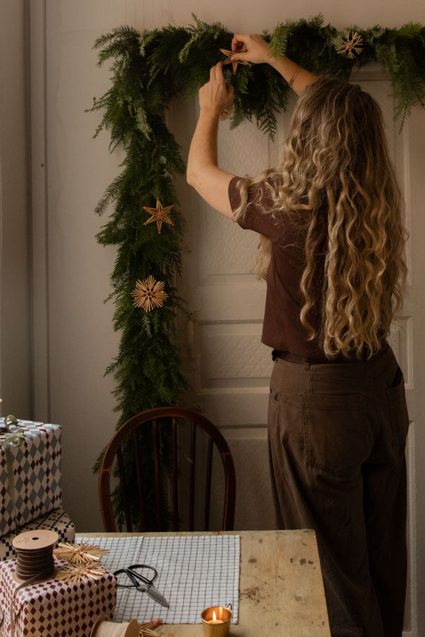 Straw Star Christmas Decorations | Set of 24