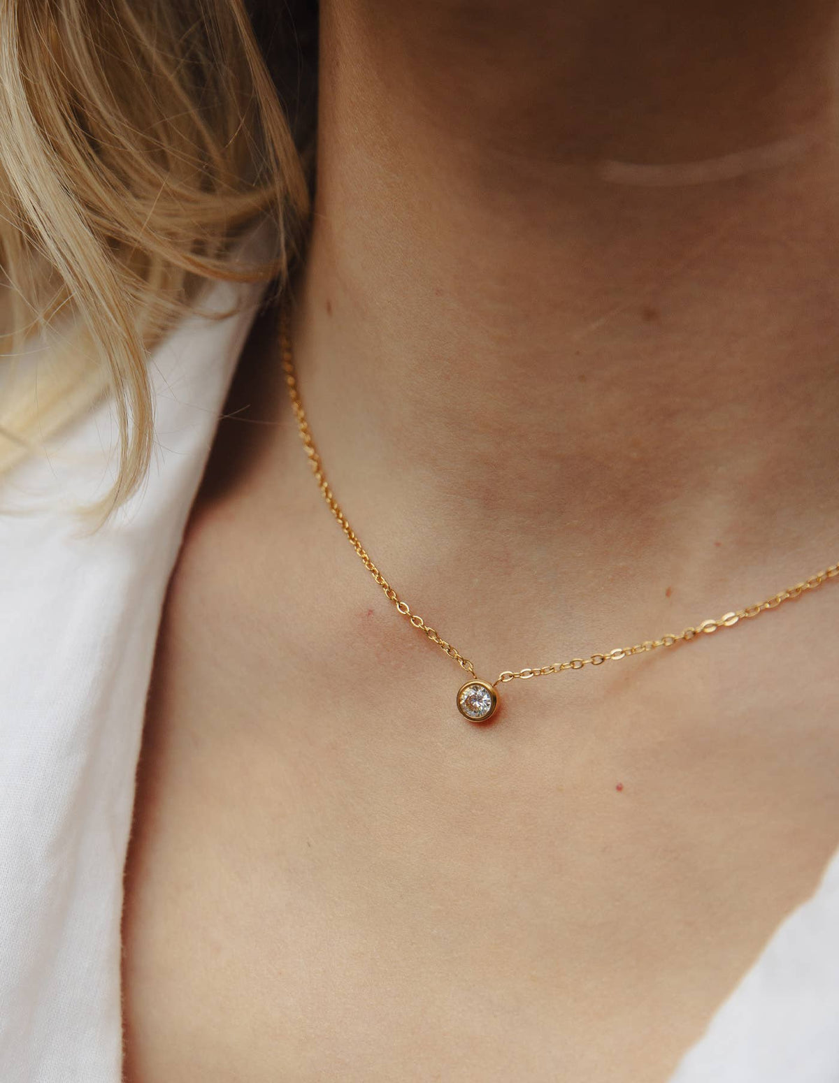 Gold Dainty Stone Necklace | Tarnish-free