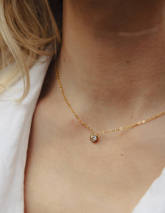 Gold Dainty Stone Necklace | Tarnish-free