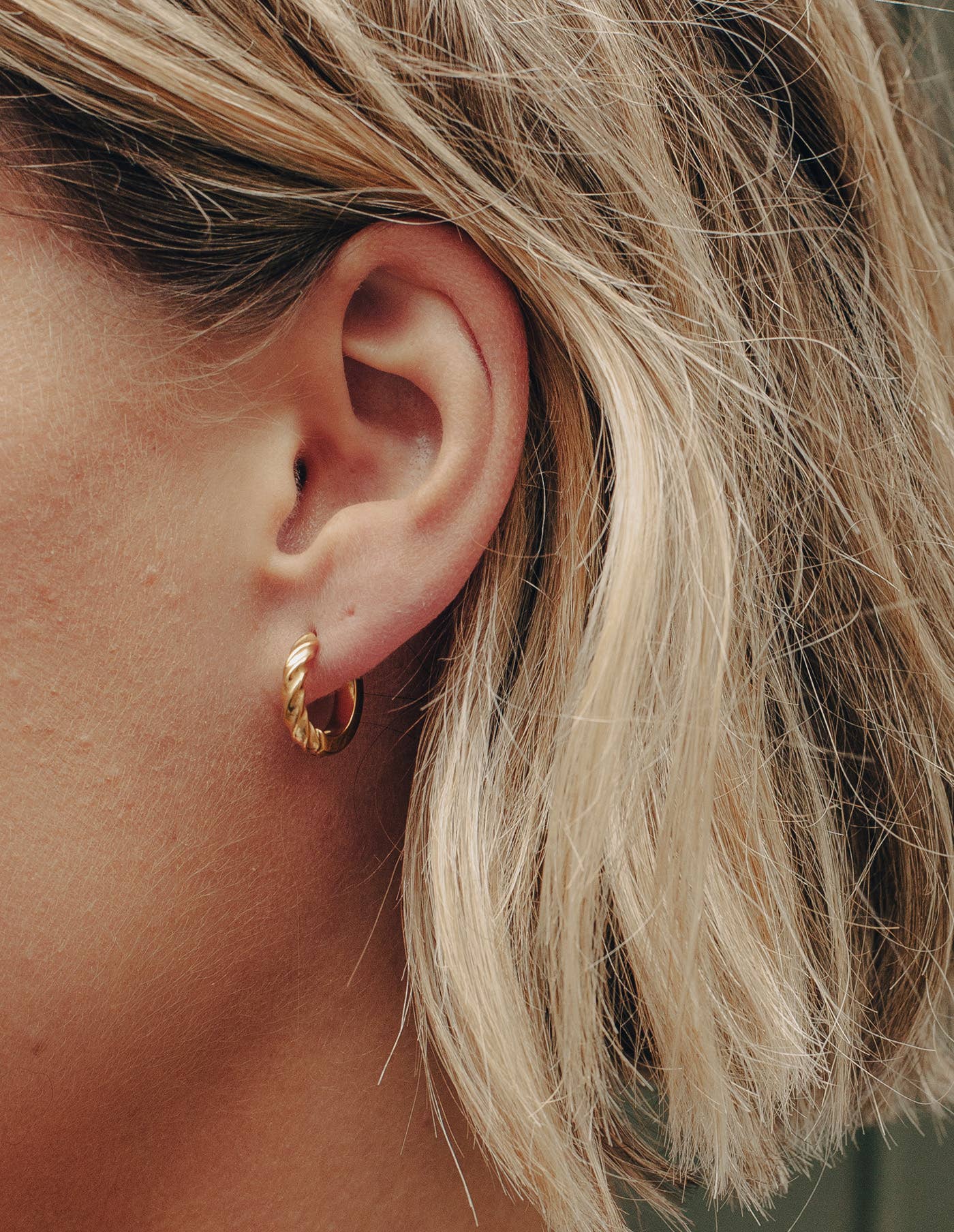 Gold Mini Twist Leverback Huggie Hoop Earrings | Tarnish-free