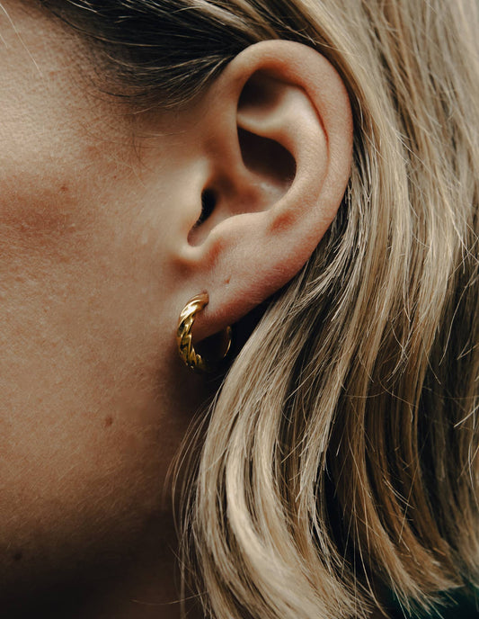 Gold Mini Twist Leverback Huggie Hoop Earrings | Tarnish-free