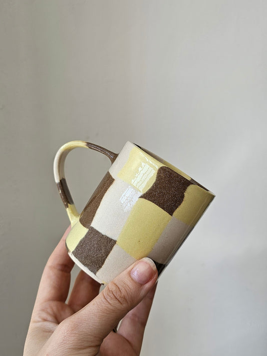 Fern Taylor Check Mug | Yellow & Brown