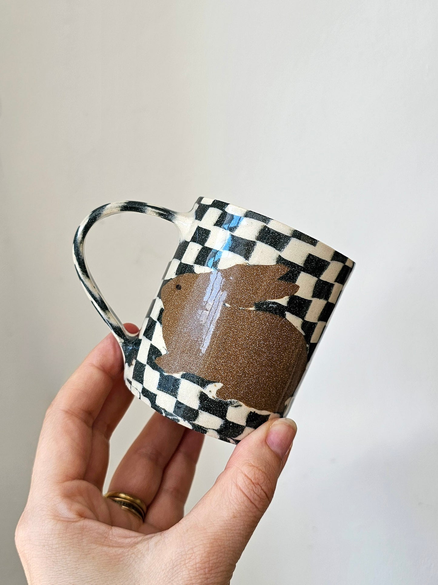 Fern Taylor Checkerboard Rabbit Mug