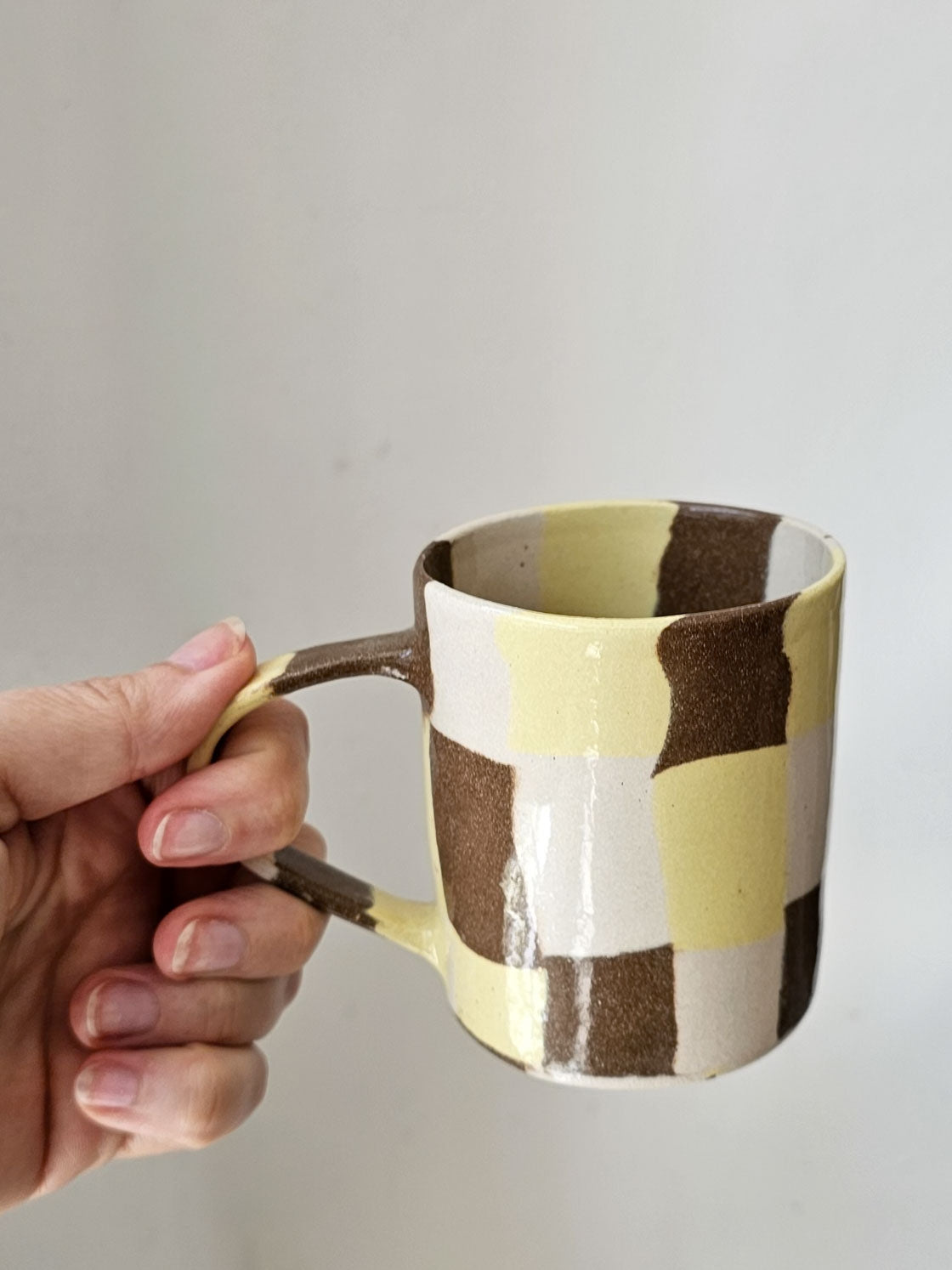 Fern Taylor Check Mug | Yellow & Brown
