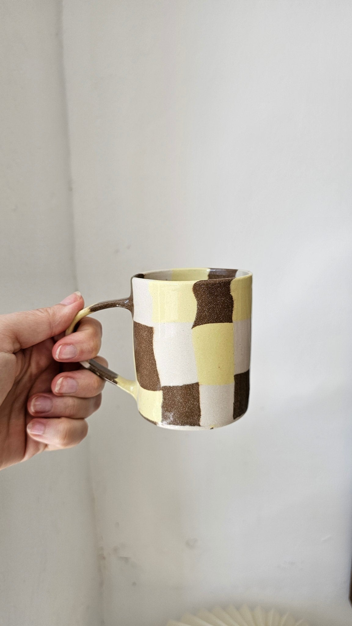 Fern Taylor Check Mug | Yellow & Brown