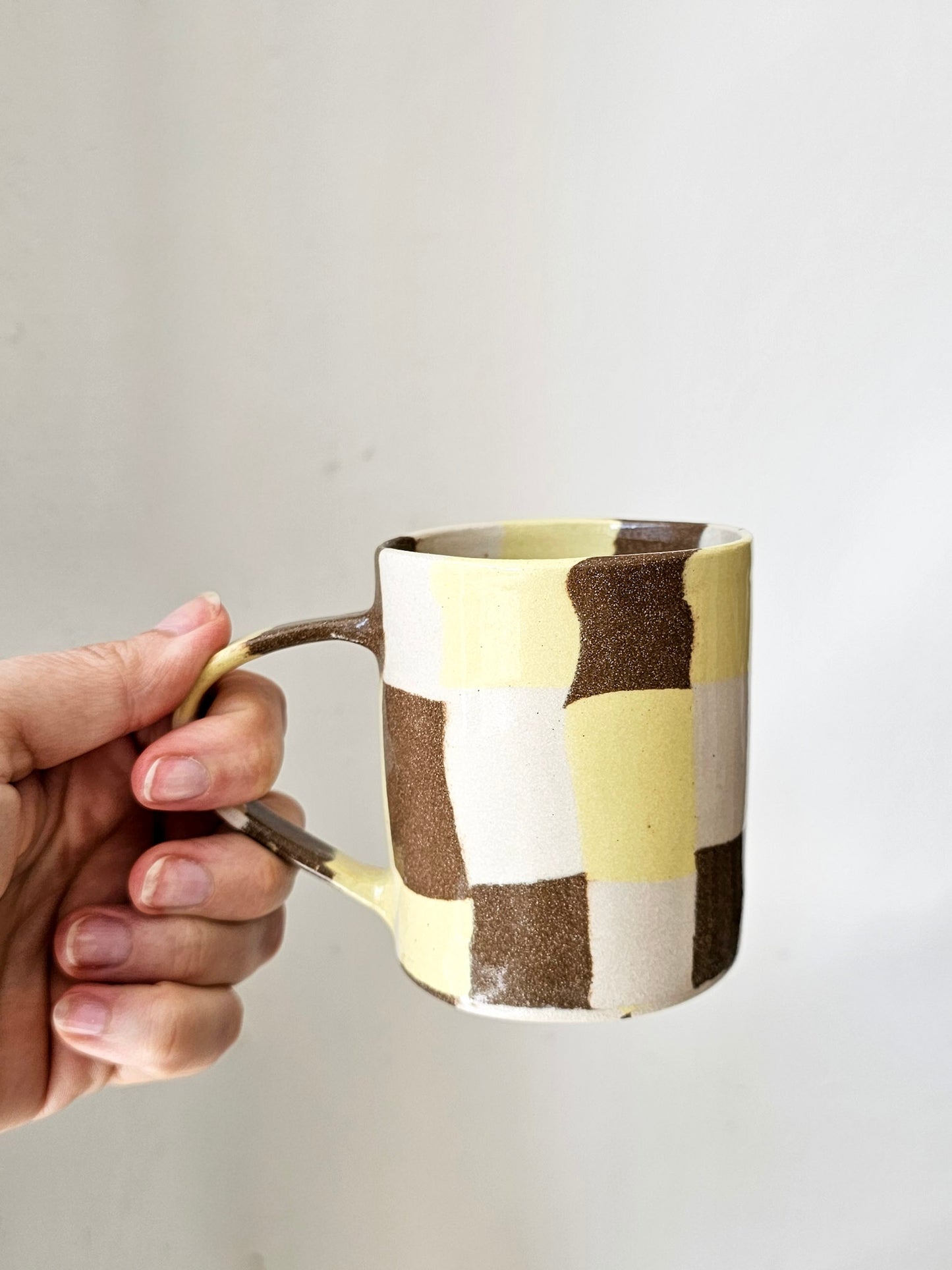 Fern Taylor Check Mug | Yellow & Brown
