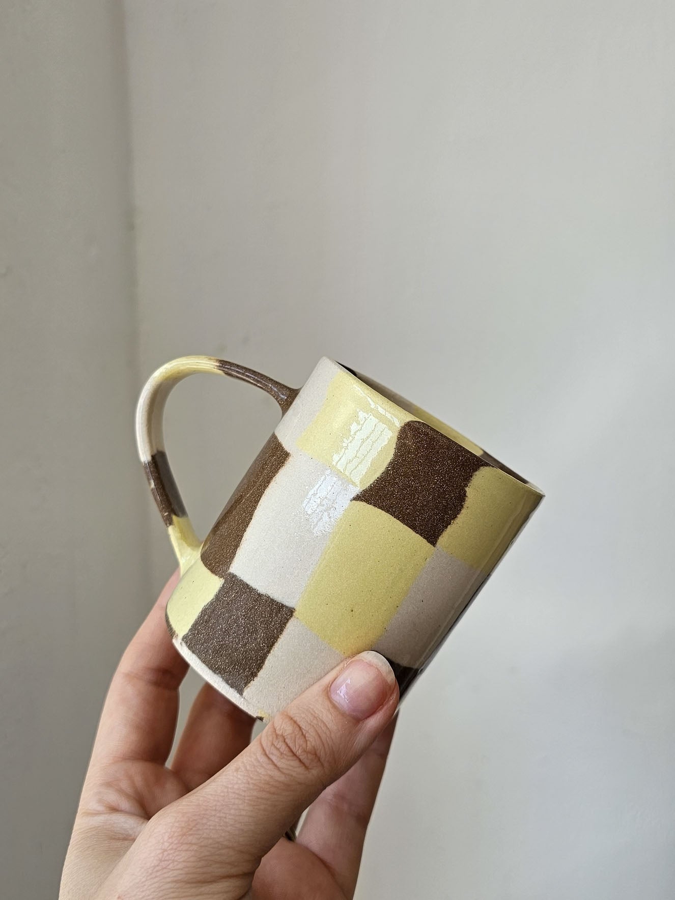 Fern Taylor Check Mug | Yellow & Brown