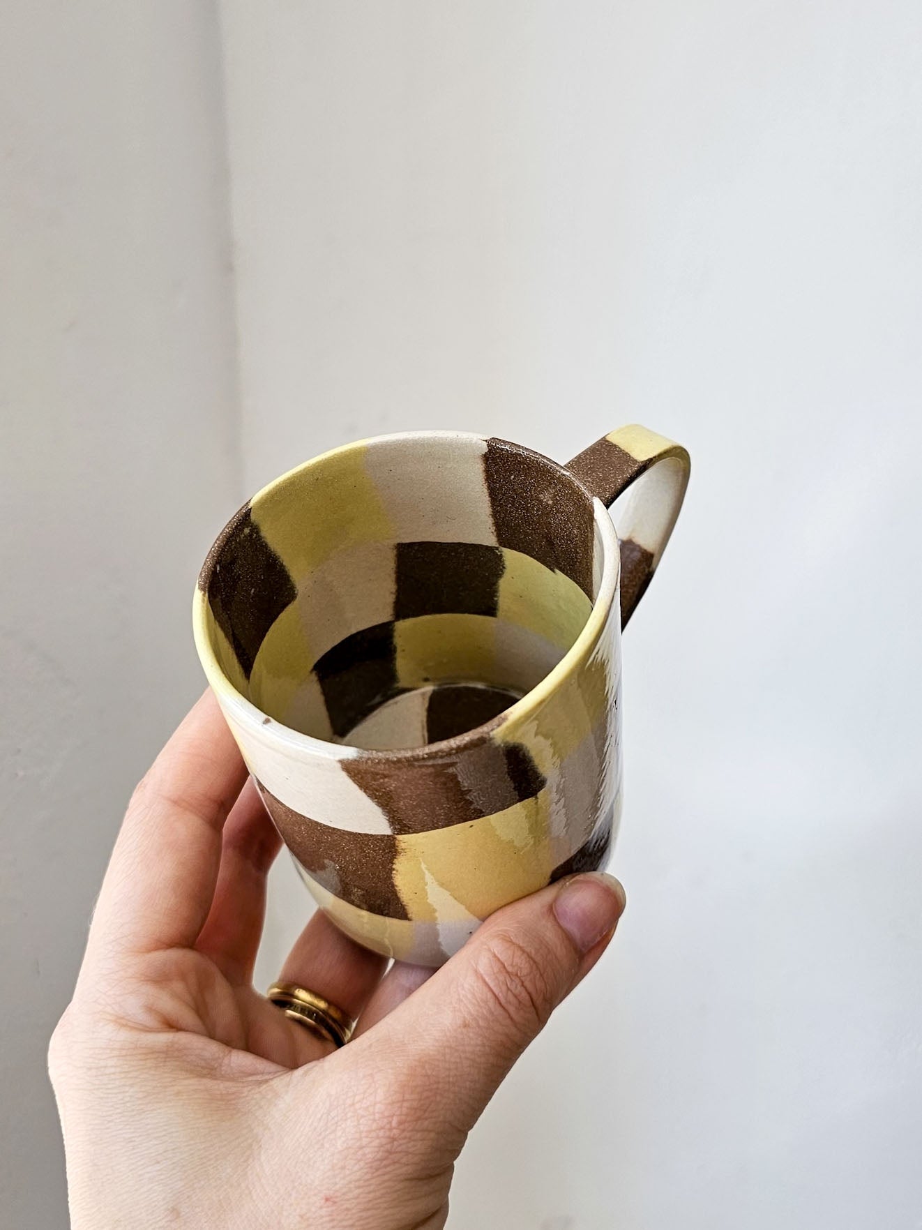 Fern Taylor Check Mug | Yellow & Brown