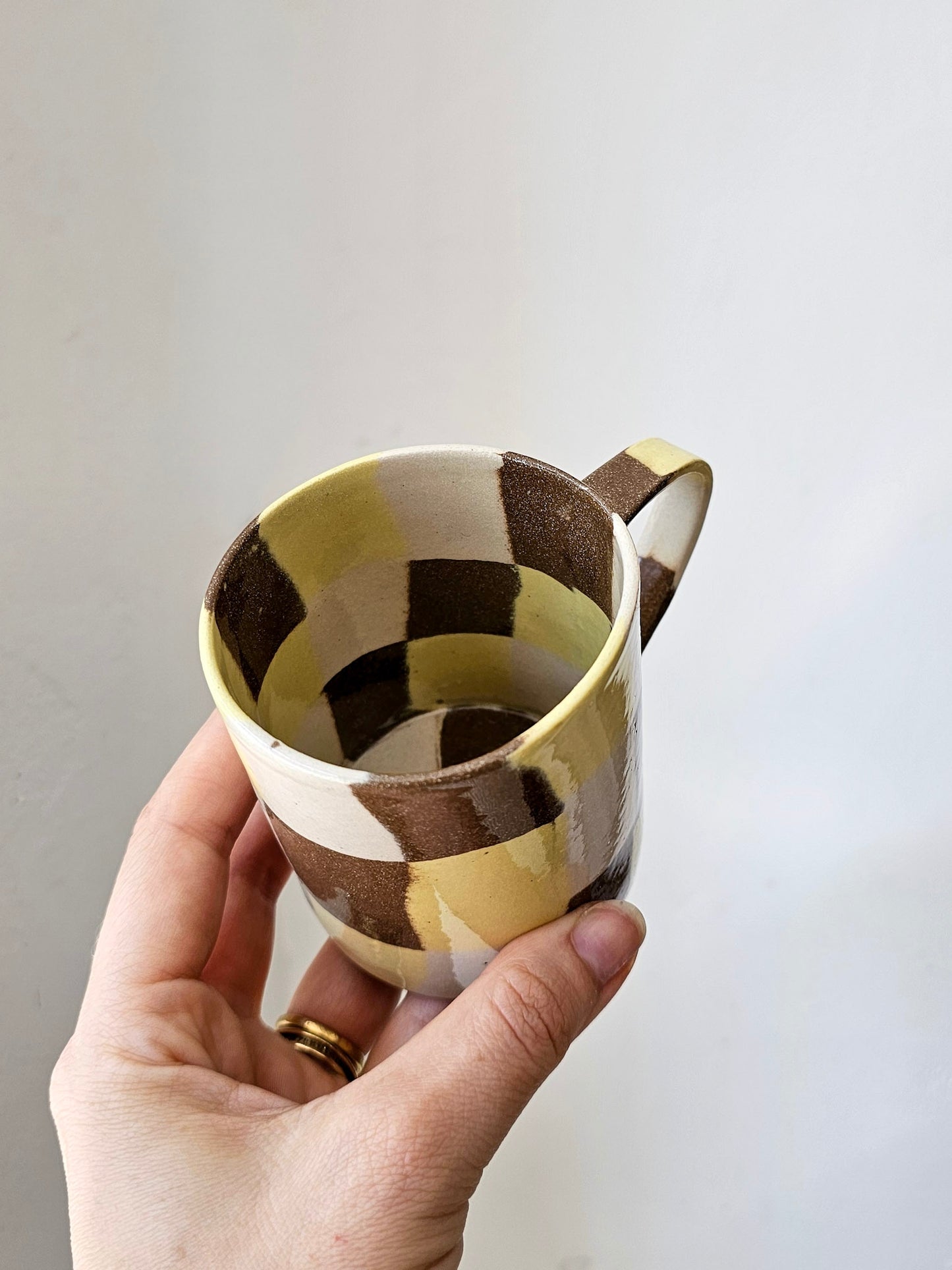 Fern Taylor Check Mug | Yellow & Brown