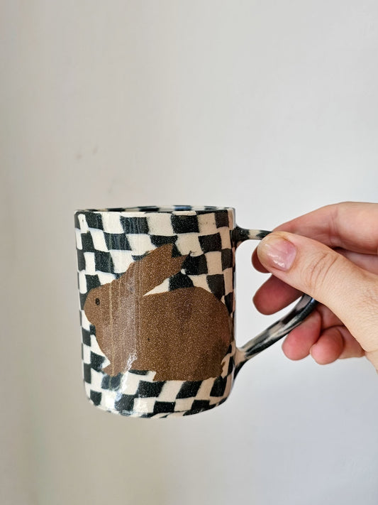 Fern Taylor Checkerboard Rabbit Mug