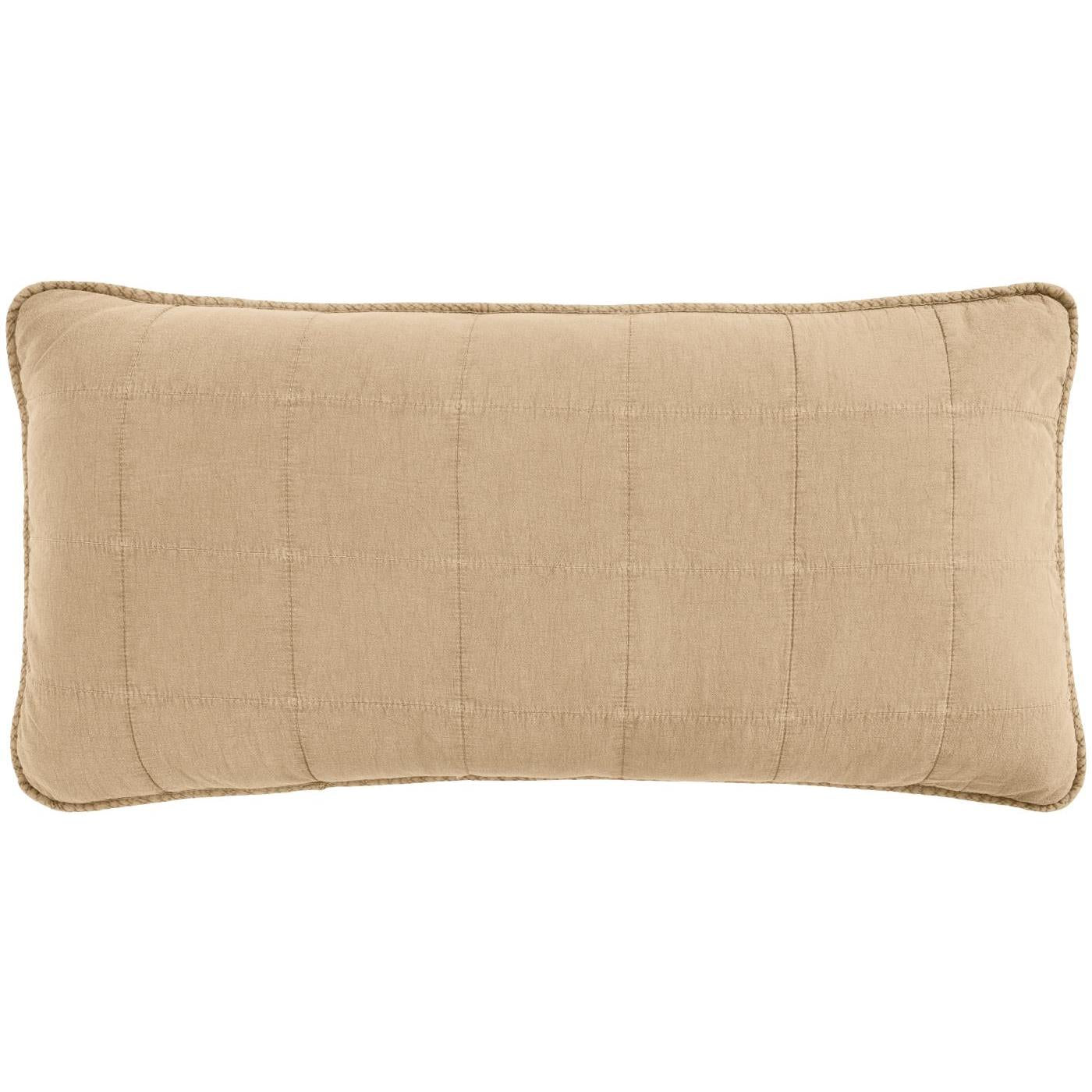 Fog coloured rectangular pillow on a white background.
