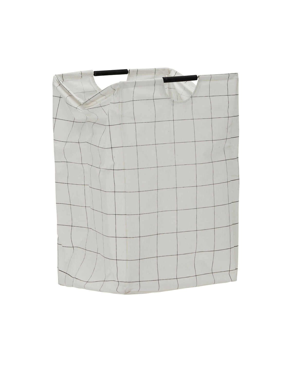 A product image of a House Doctor HD Squares laundry bag standing open against a white background.