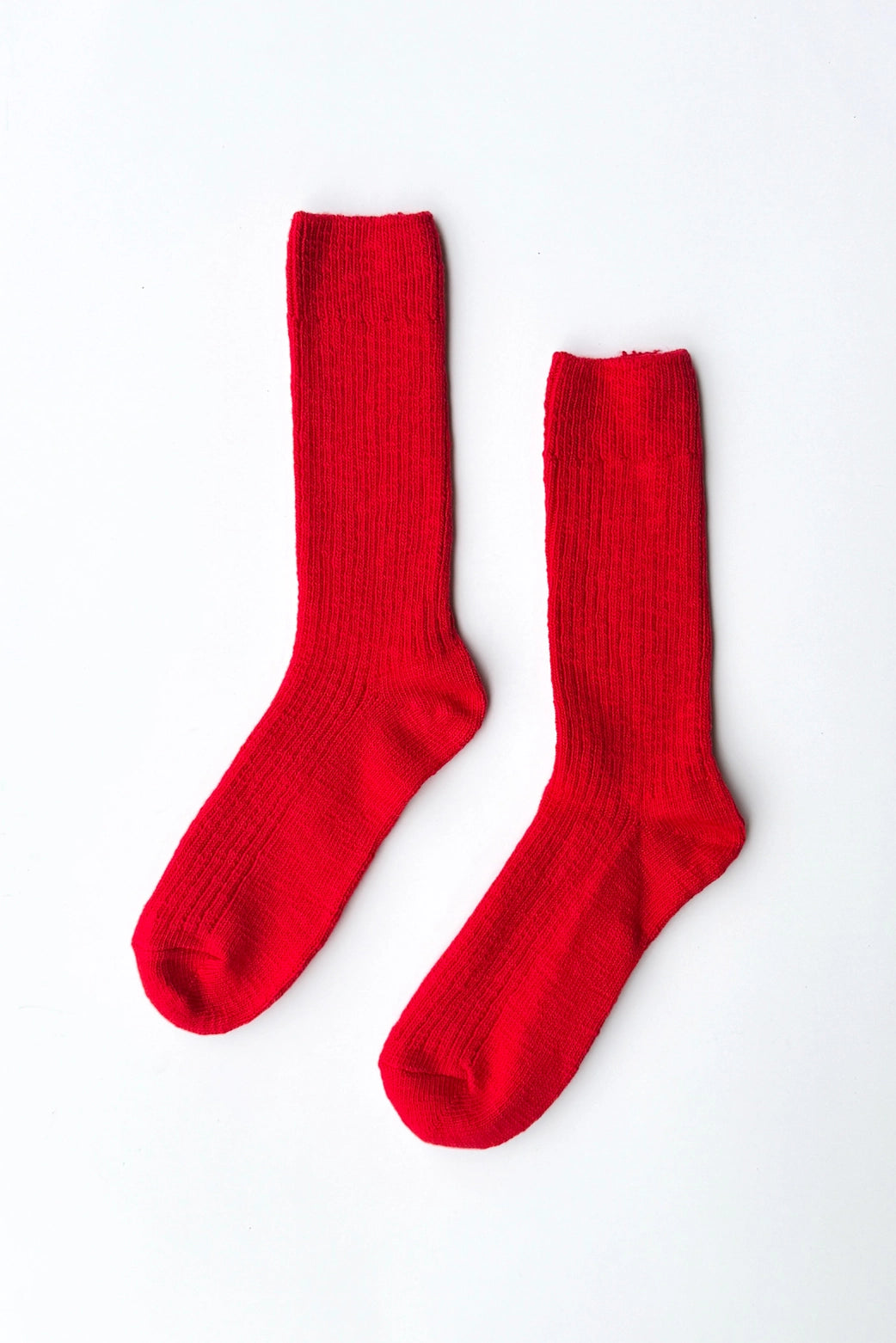 Le Bon Shoppe Cottage Socks in Chilli, red textured knit, product flat lay